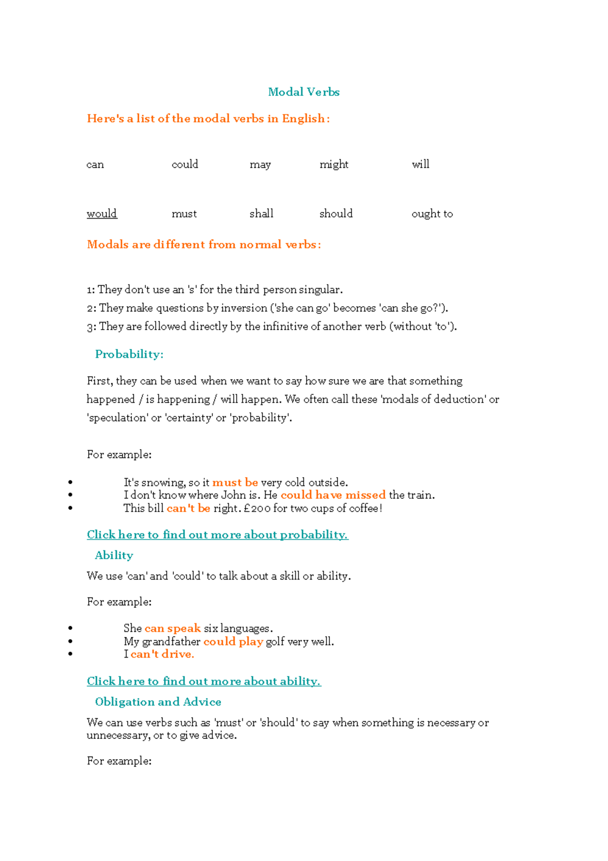 Modal Verbs - Apunts 1 - Modal Verbs Here's a list of the modal verbs ...