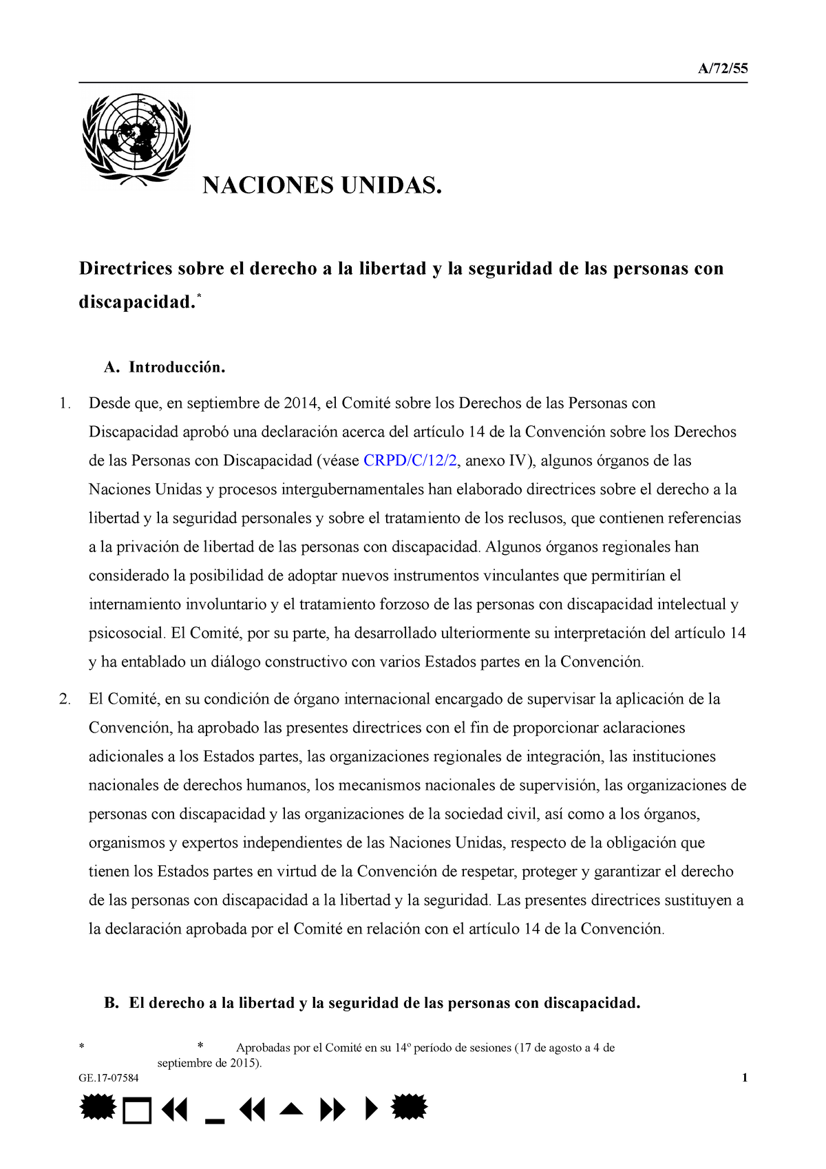 5.5 ONU. Directrices Sobre Libertad Y Seguridad - A/72/ NACIONES UNIDAS ...