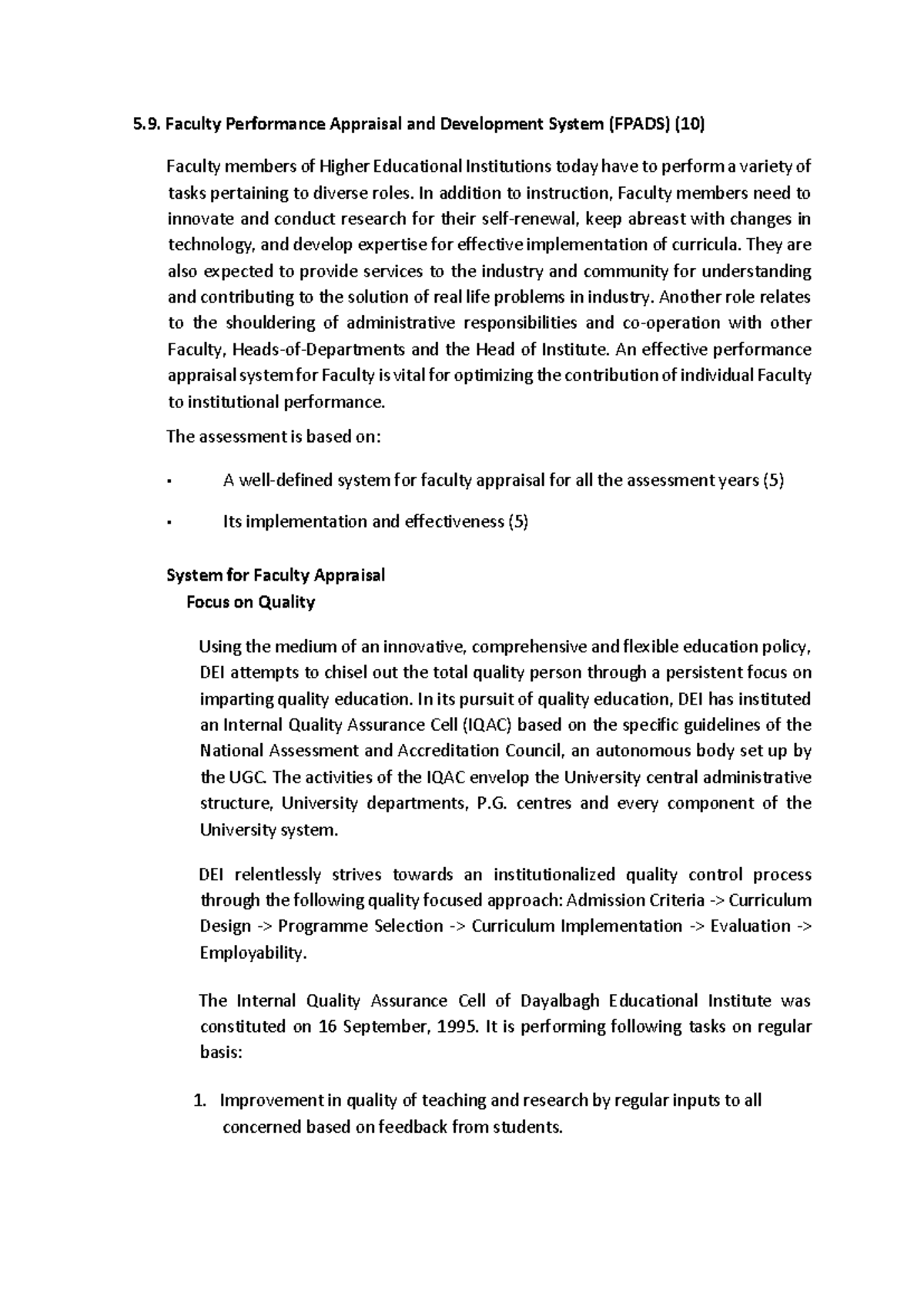 5.9. Faculty Performance Appraisal and Development System ( Fpads ...