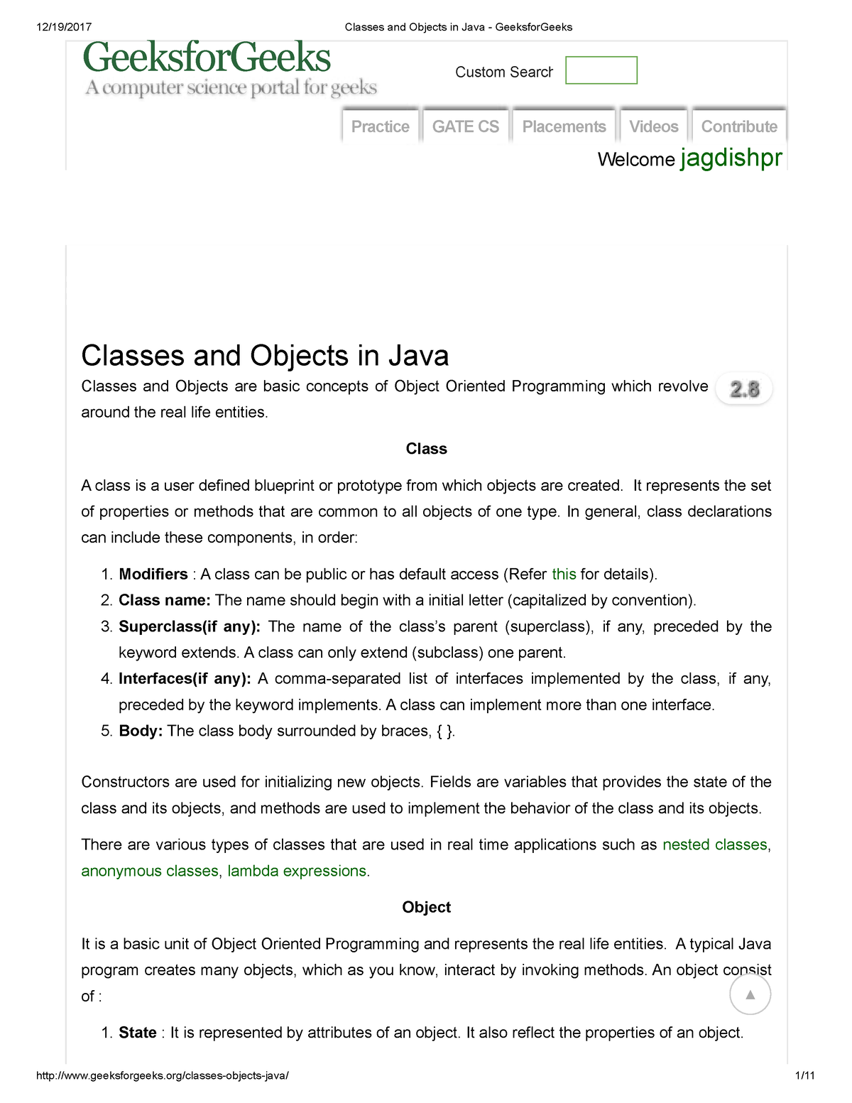 Nested Classes in Java - GeeksforGeeks