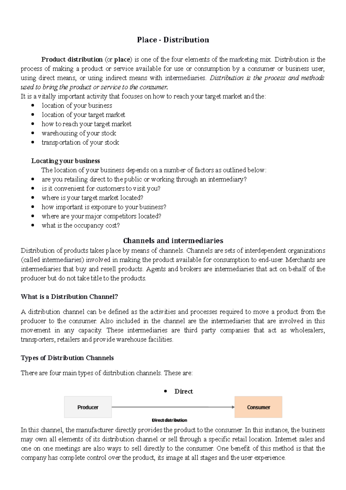 Place - Distribution is the process of making a product or service ...
