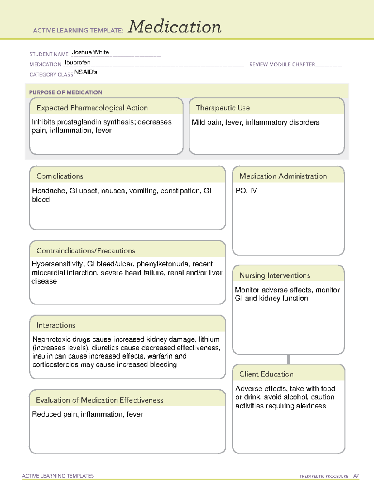 Ibuprofen - Med Template - ACTIVE LEARNING TEMPLATES THERAPEUTIC ...