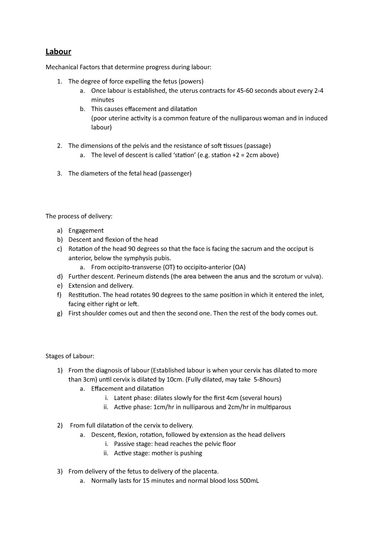 Stages of Labour (Birth) - Labour Mechanical Factors that determine ...