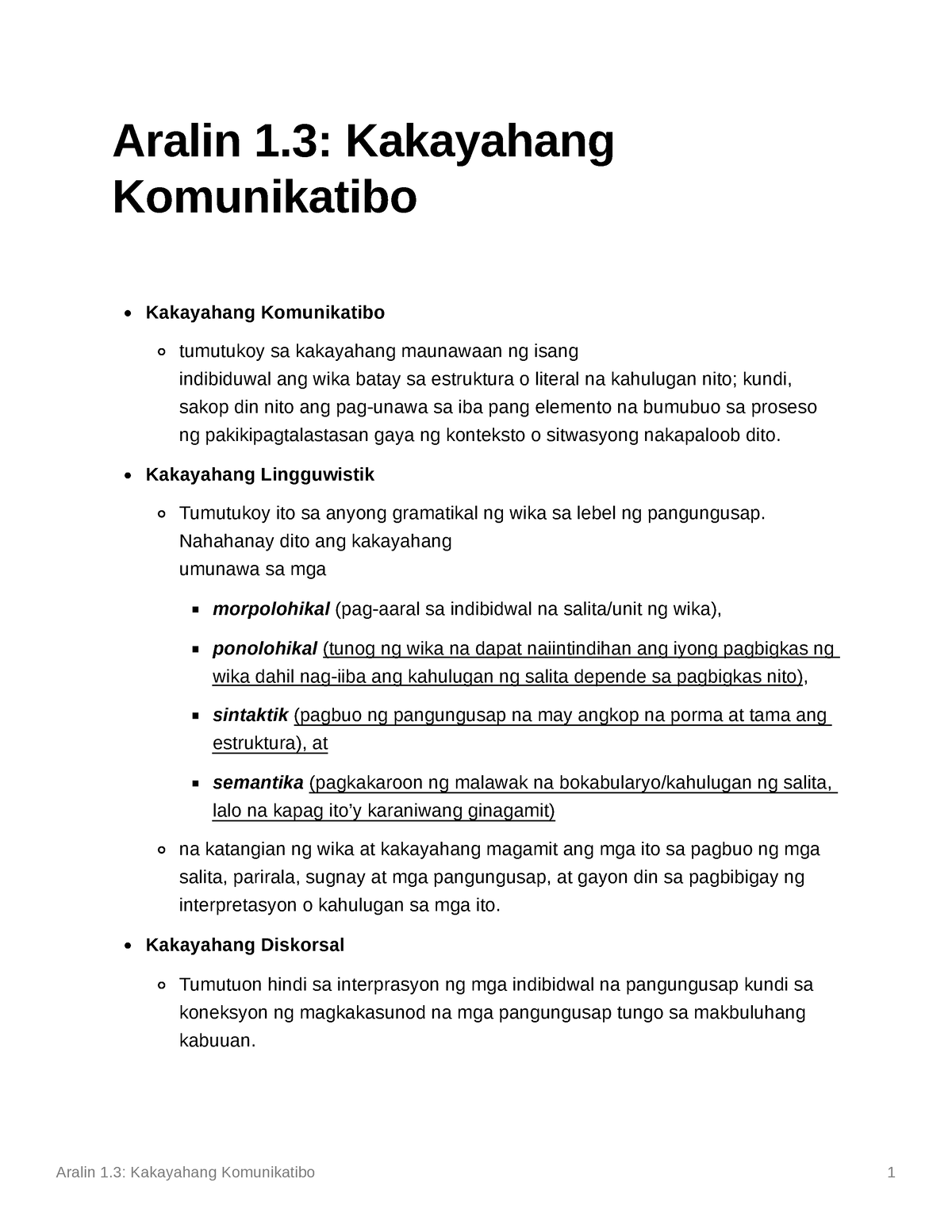 Aralin 1 - Aralin 1: Kakayahang Komunikatibo 1 Aralin 1: Kakayahang ...