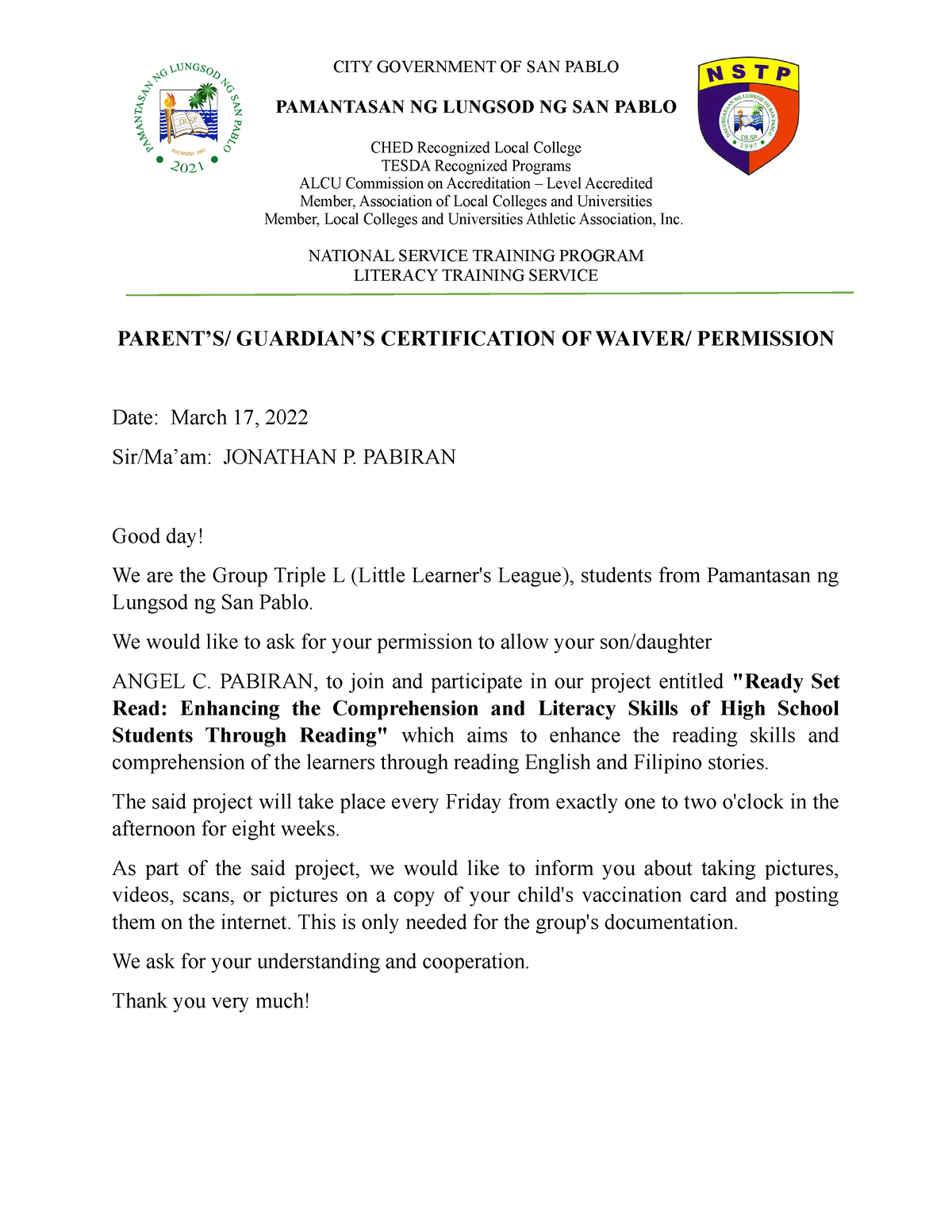 parents-guardians-certification-of-waiver-city-government-of-san-pablo-pamantasan-ng-lungsod