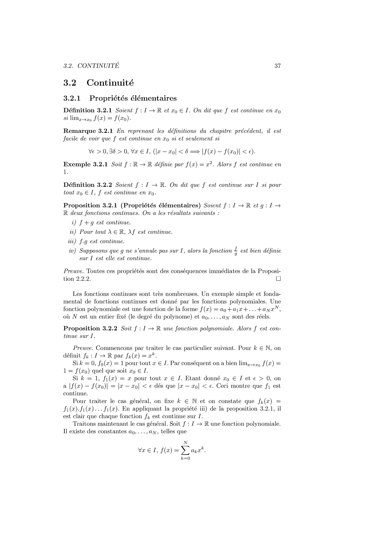 Cours Mathematique D'analyse 2-13 - 3. CONTINUIT ́E 37 3 Continuit ́e 3 ...