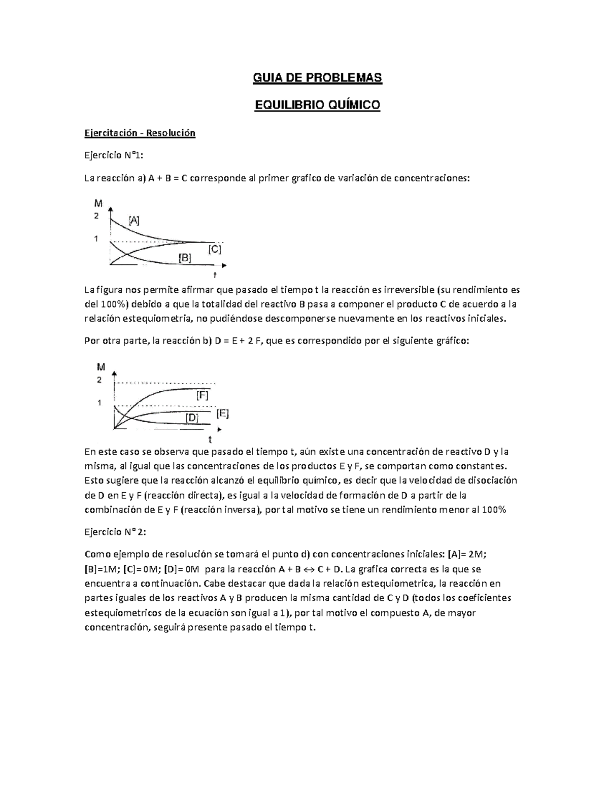 Problemas Resueltos De Equilibrio Quimico Guia De Problemas