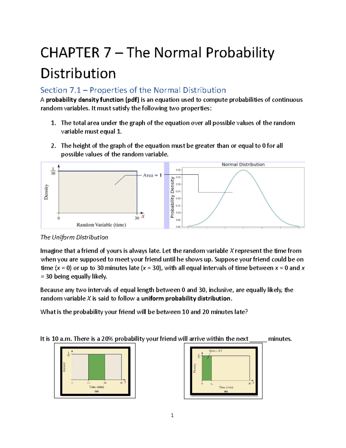 MATH200 Chapter 7 notes - CHAPTER 7 – The Normal Probability ...