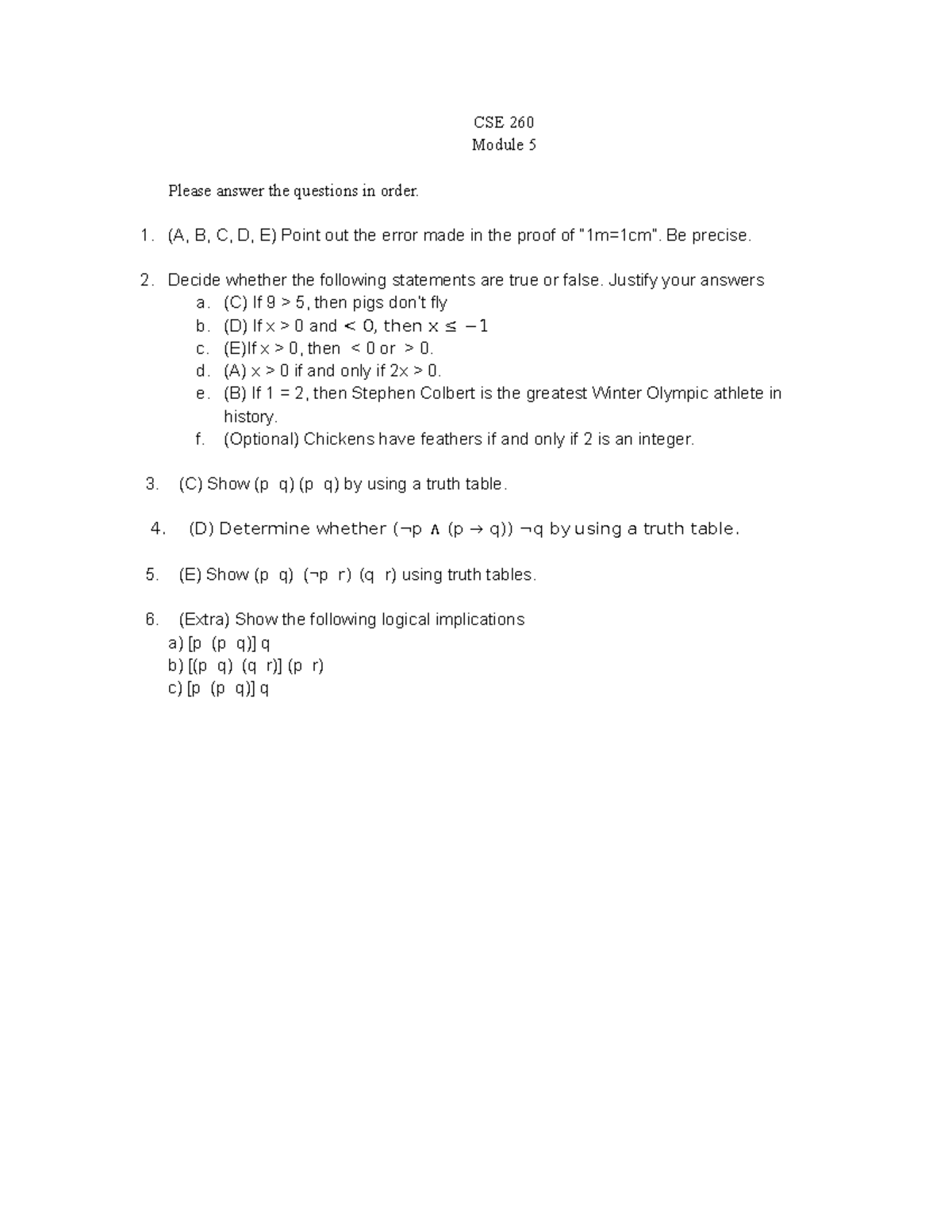 05-understanding proofs - CSE 260 Module 5 Please answer the questions ...