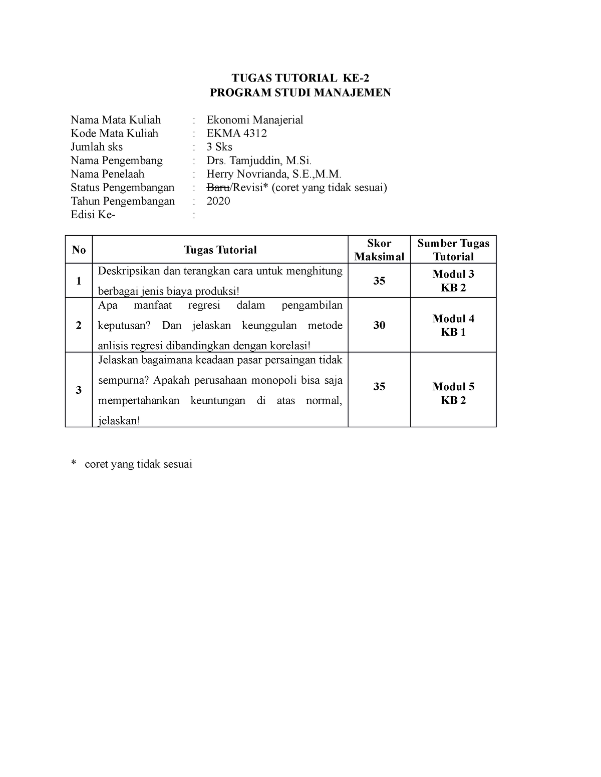 Tugas Tutorial 2 EKMA4312 - TUGAS TUTORIAL KE- PROGRAM STUDI MANAJEMEN ...