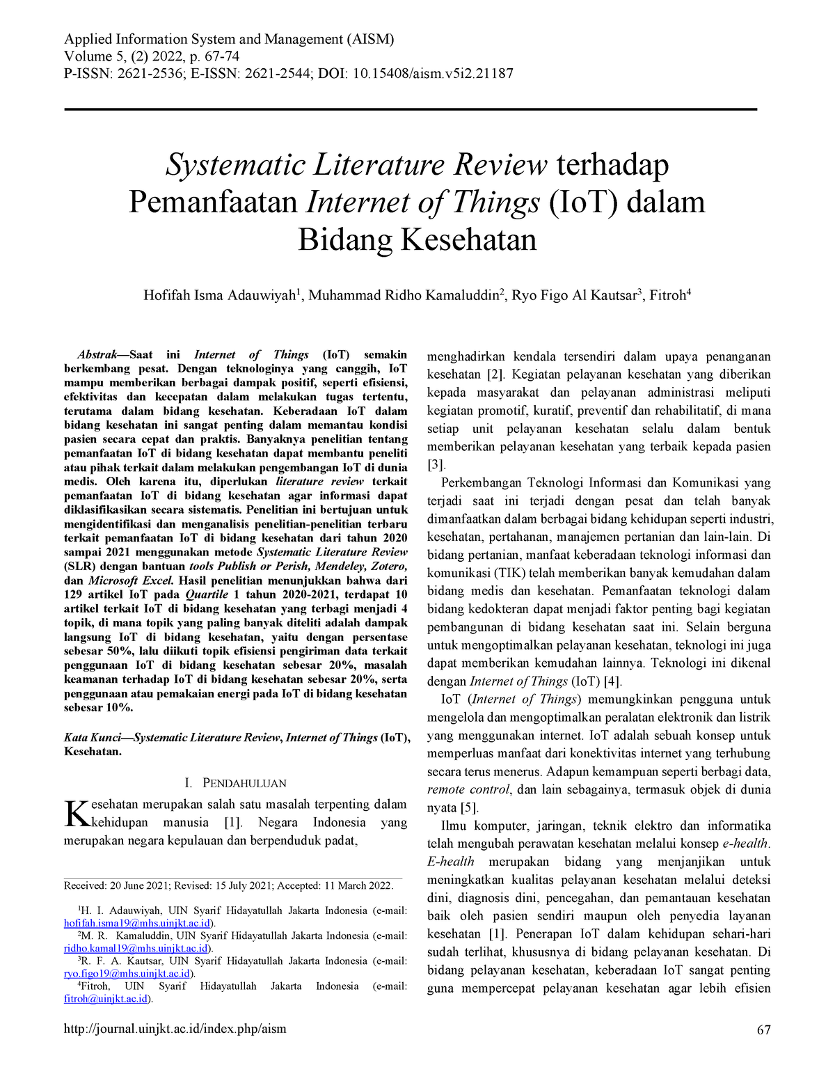 Systematic Literature Review Terhadap Pemanfaatan - Teknik Penulisan ...