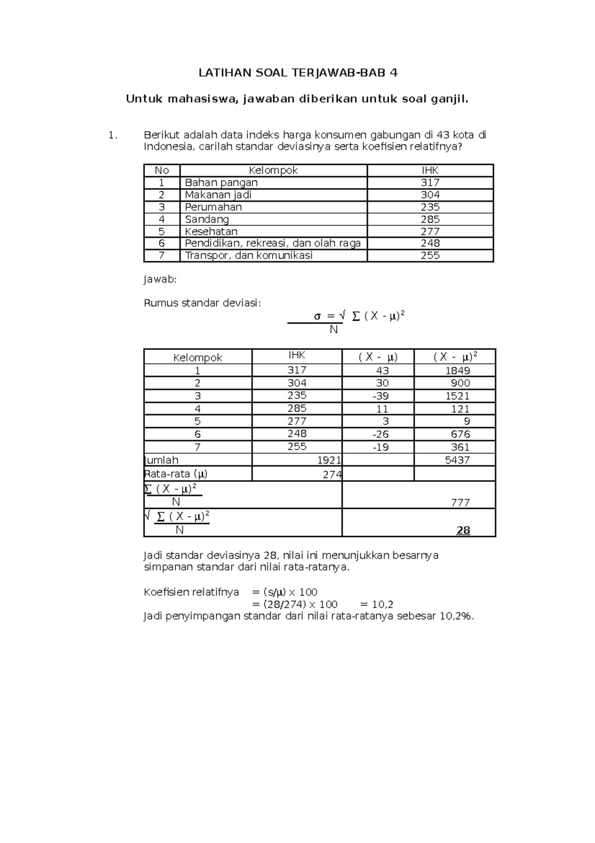 Doc - Description - LATIHAN SOAL TERJAWAB-BAB 4 Untuk Mahasiswa ...