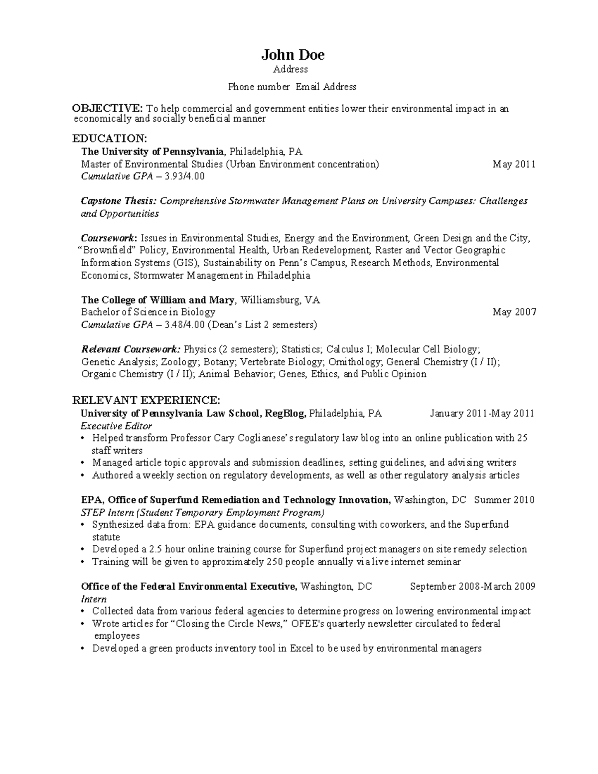 Resume-masters-2 - Djkssxmmxdm - John Doe Address Phone number Email ...