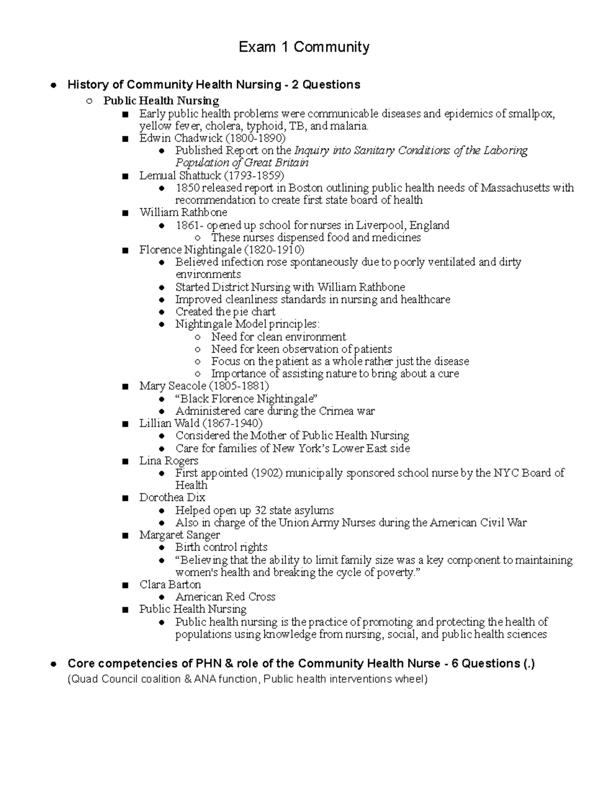 Exam 1 Community - Exam Review - Exam 1 Community History Of Community ...