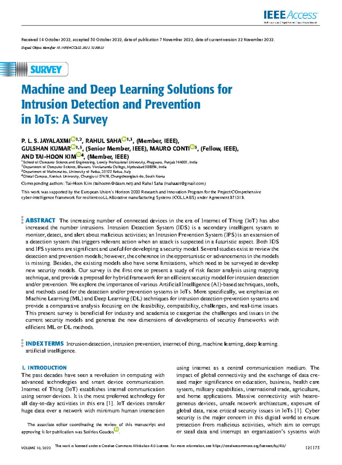 Machine and Deep Learning Solutions for Intrusion Detection and ...