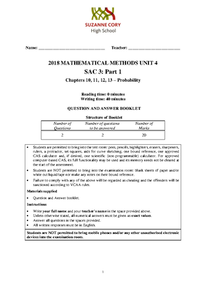 2016 Probability SAC Part 2 - 2016 MATHEMATICAL METHODS (CAS) UNIT 3 ...