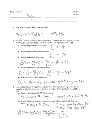 Lab 12.4 Solutions for Mathematics for liberal arts - MATH136 - Studocu