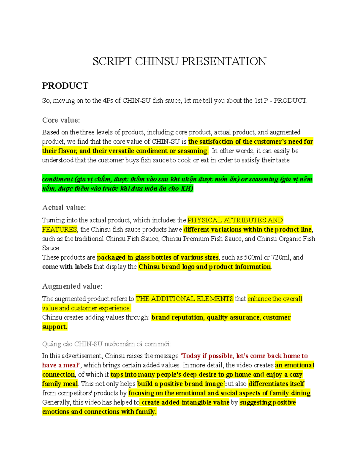 presentation script in chinese