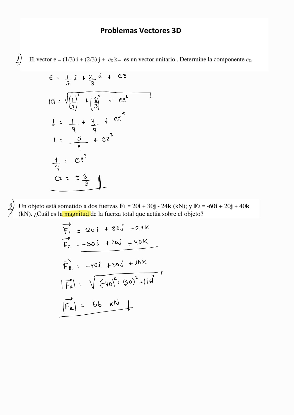 Problema De Vectores 3D - Estática - Studocu
