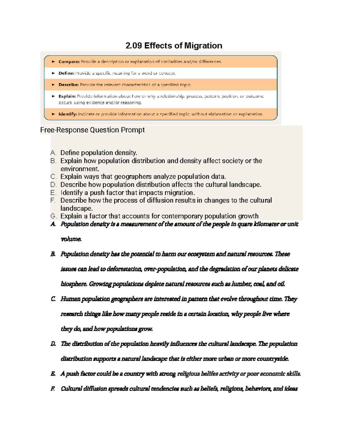 Copy Of 2.09 Effects Of Migration - 2 Effects Of Migration Free ...