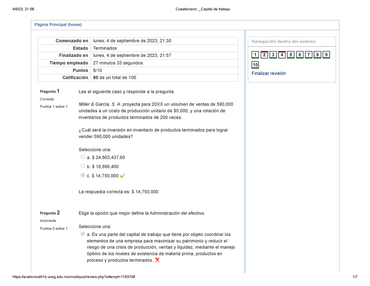 Examen-uveg-Cuestionario Capital De Trabajo - Página Principal (home ...