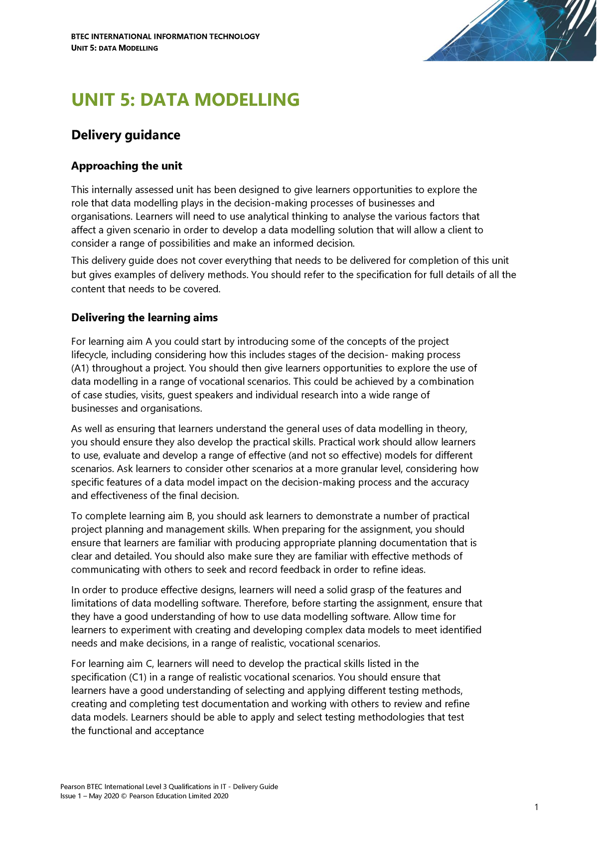 btec level 3 it unit 5 data modelling assignment 2