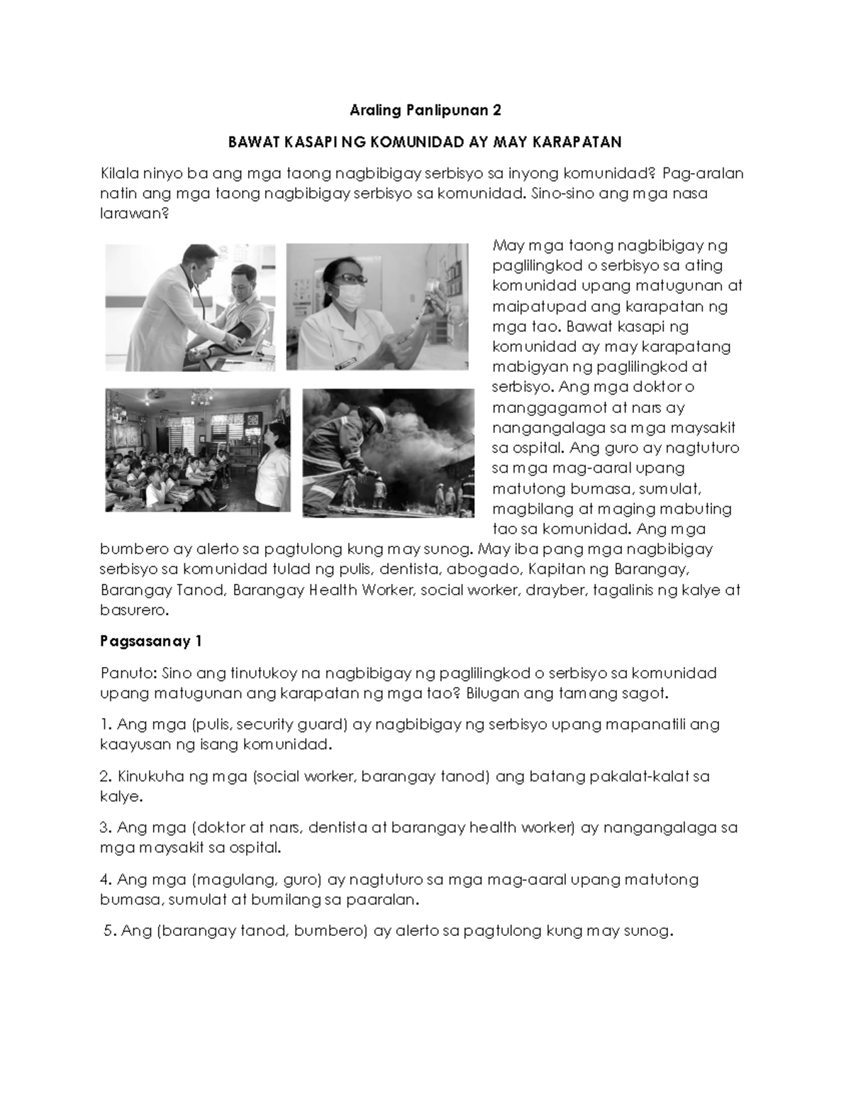 Grade 2 Module - Araling Panlipunan 2 BAWAT KASAPI NG KOMUNIDAD AY MAY ...
