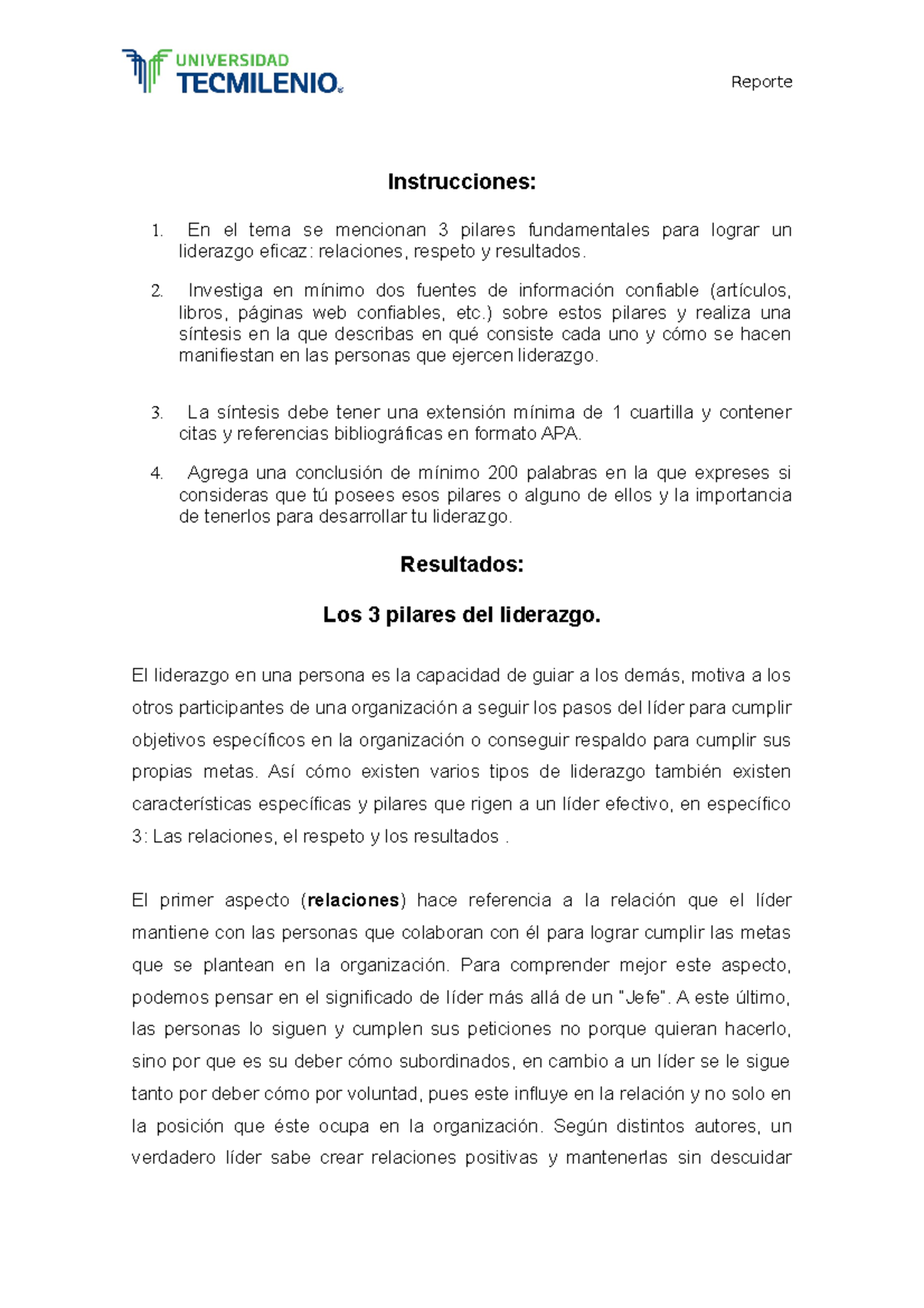 Actividad 4 lider desde adentro studo - Reporte Instrucciones: En el ...