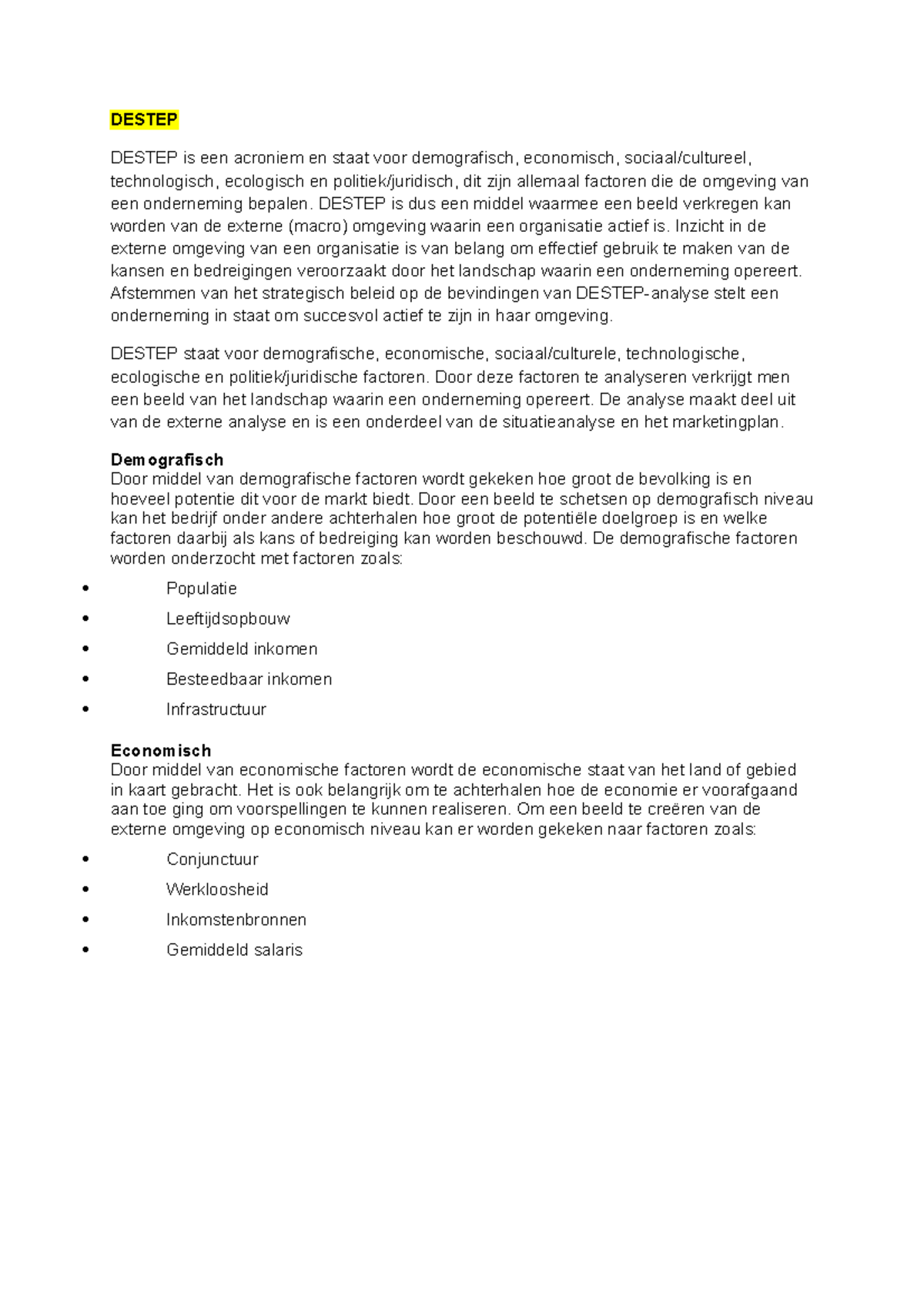 Verandermodellen - DESTEP DESTEP is een acroniem en staat voor ...