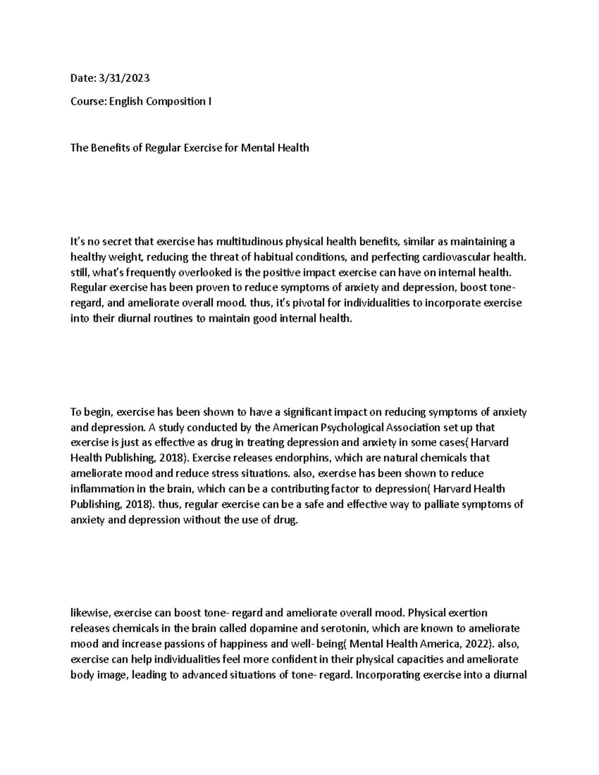 Touchstone 4 Argumentative Essay - Date: 3/31/ Course: English ...