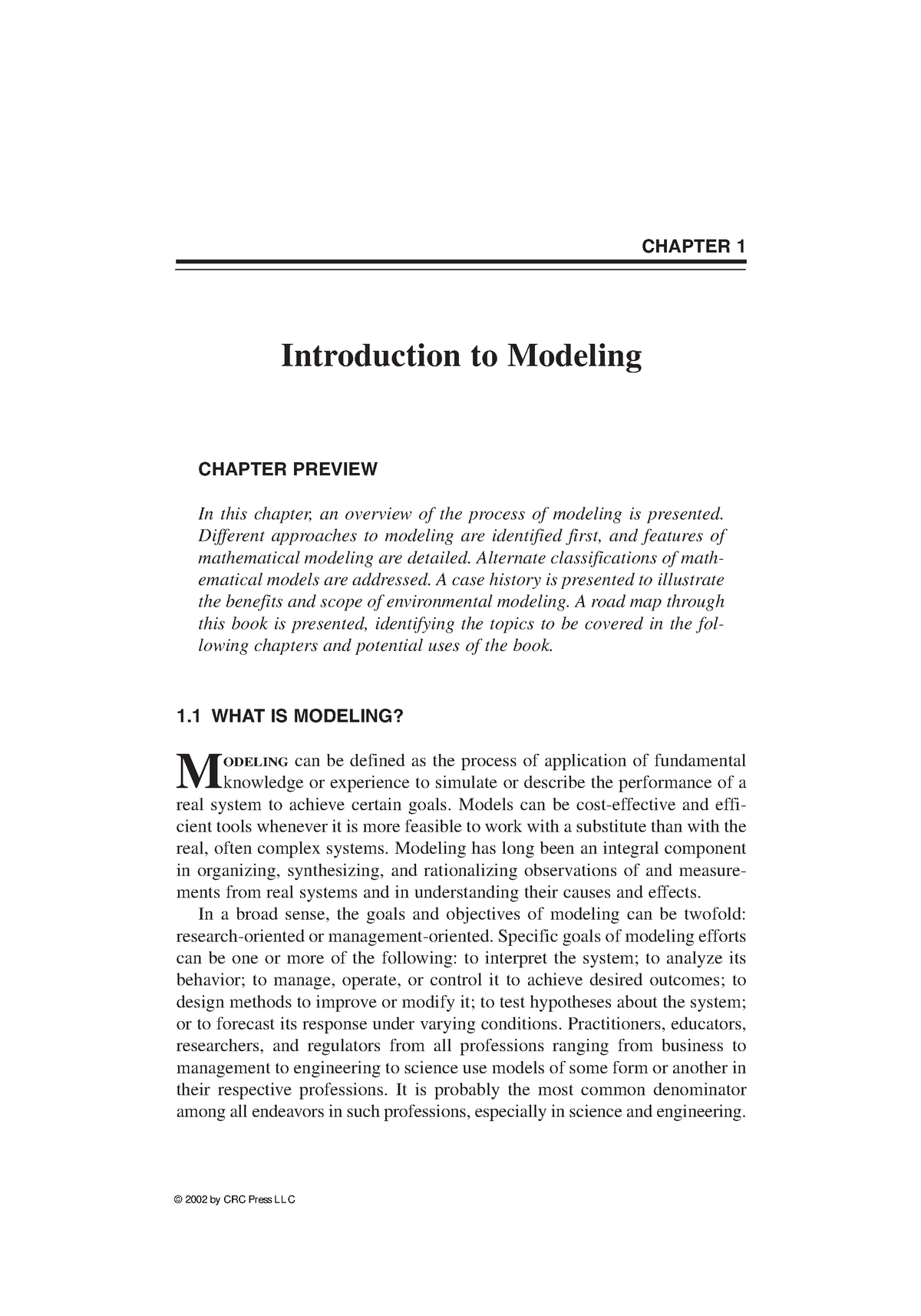 Introduction To Modeling - CHAPTER 1 Introduction To Modeling CHAPTER ...