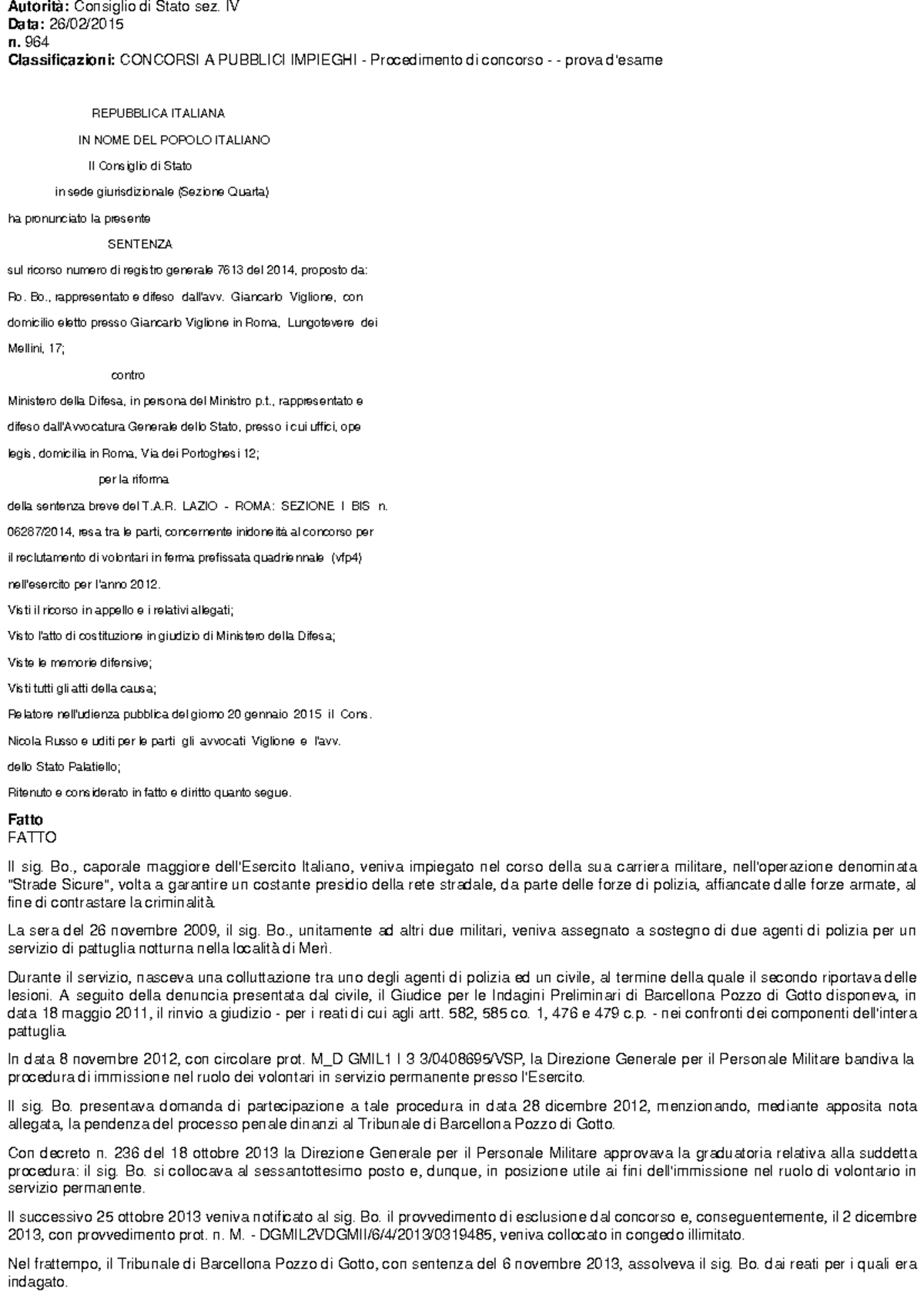 Didattica interattiva materiale per la lezione Autorità Consiglio di Stato sez. IV Data 26