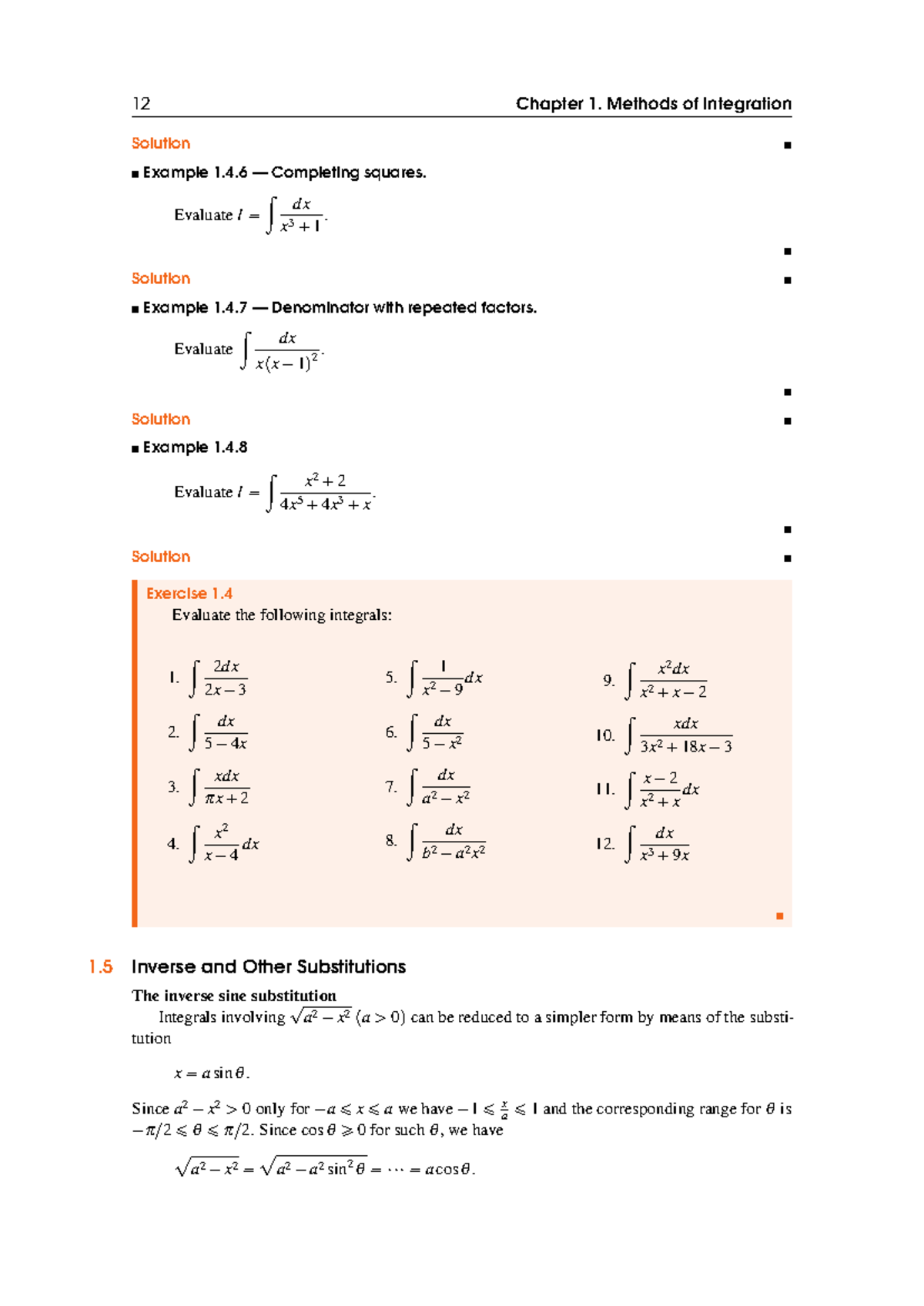 Week Three Students Notes - 12 Chapter 1. Methods of Integration ...