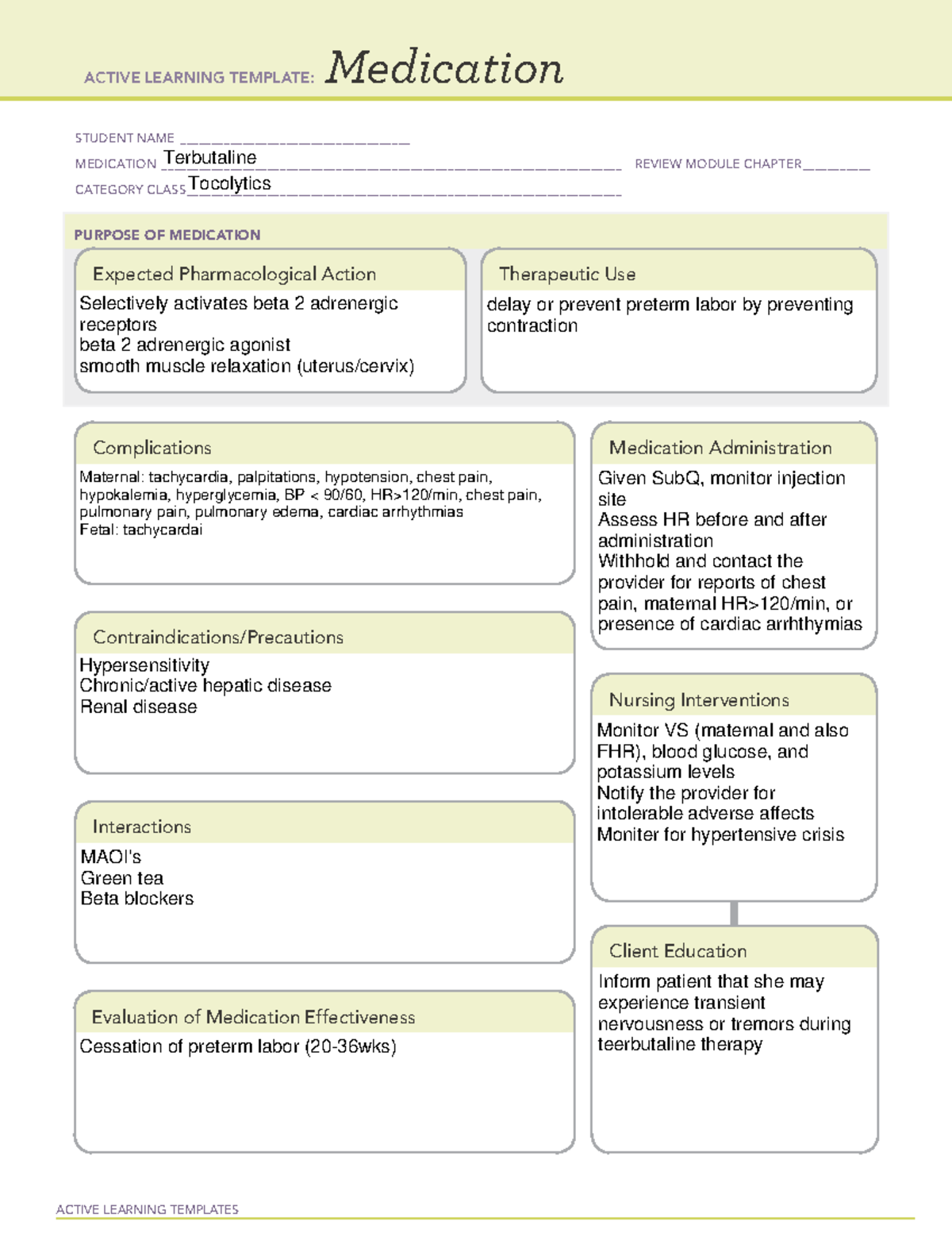 Maternal ATIRemediation - ACTIVE LEARNING TEMPLATES Medication STUDENT ...