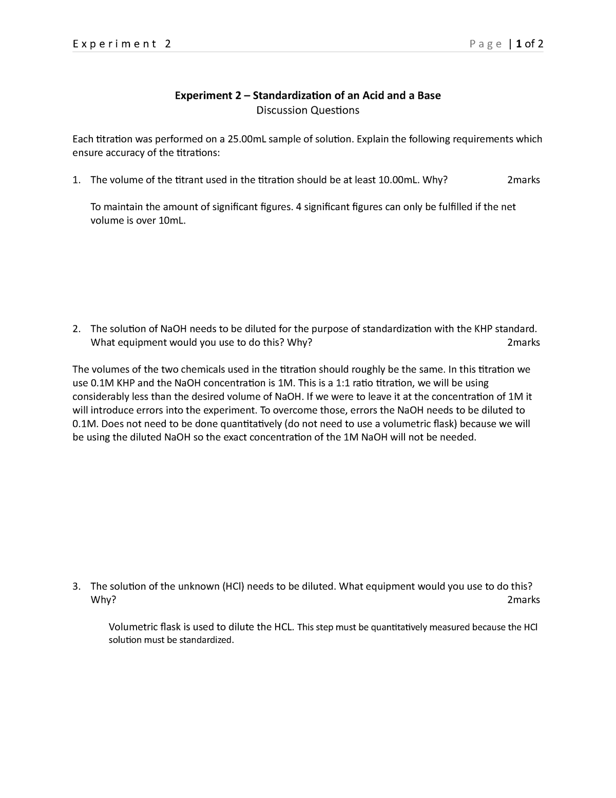 experiment 2 laboratory questions