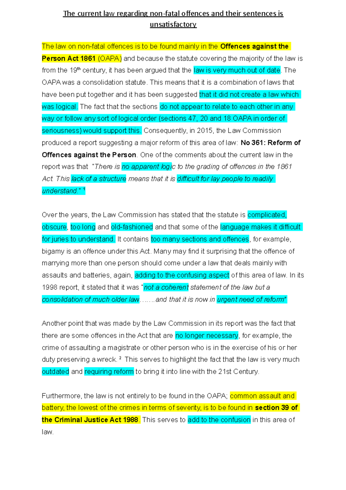 Examples Of Fatal Offences Against The Person