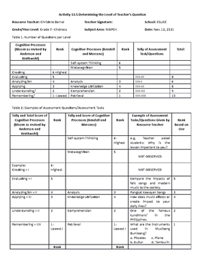Field Study Activity 13 - Activity 13 Scrutinizing the Types and Parts ...