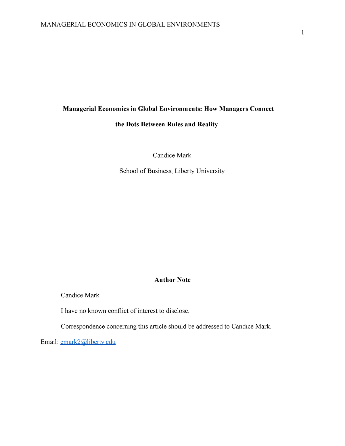 research paper on managerial economics