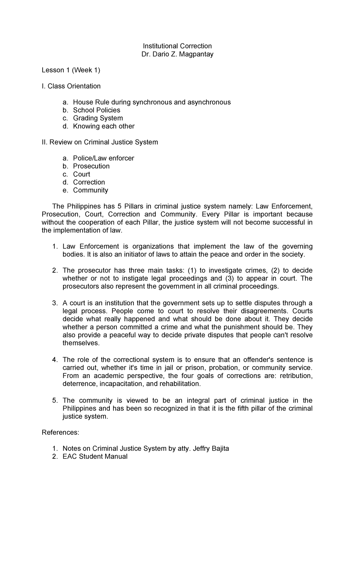 Lesson 1 - Institutional Correction Dr. Dario Z. Magpantay Lesson 1 ...