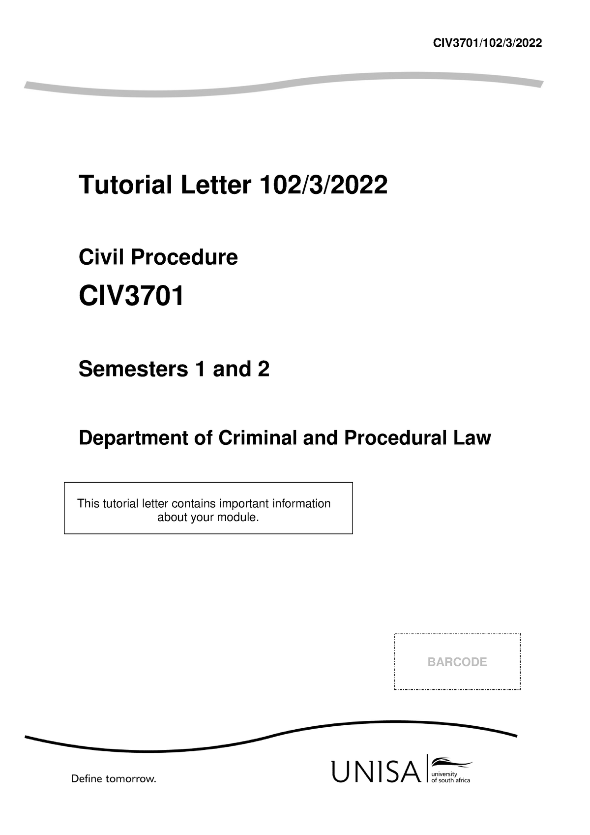 102 2022 3 B - Tutorial Letter - CIV3701/102/3/ Tutorial Letter 102/3 ...