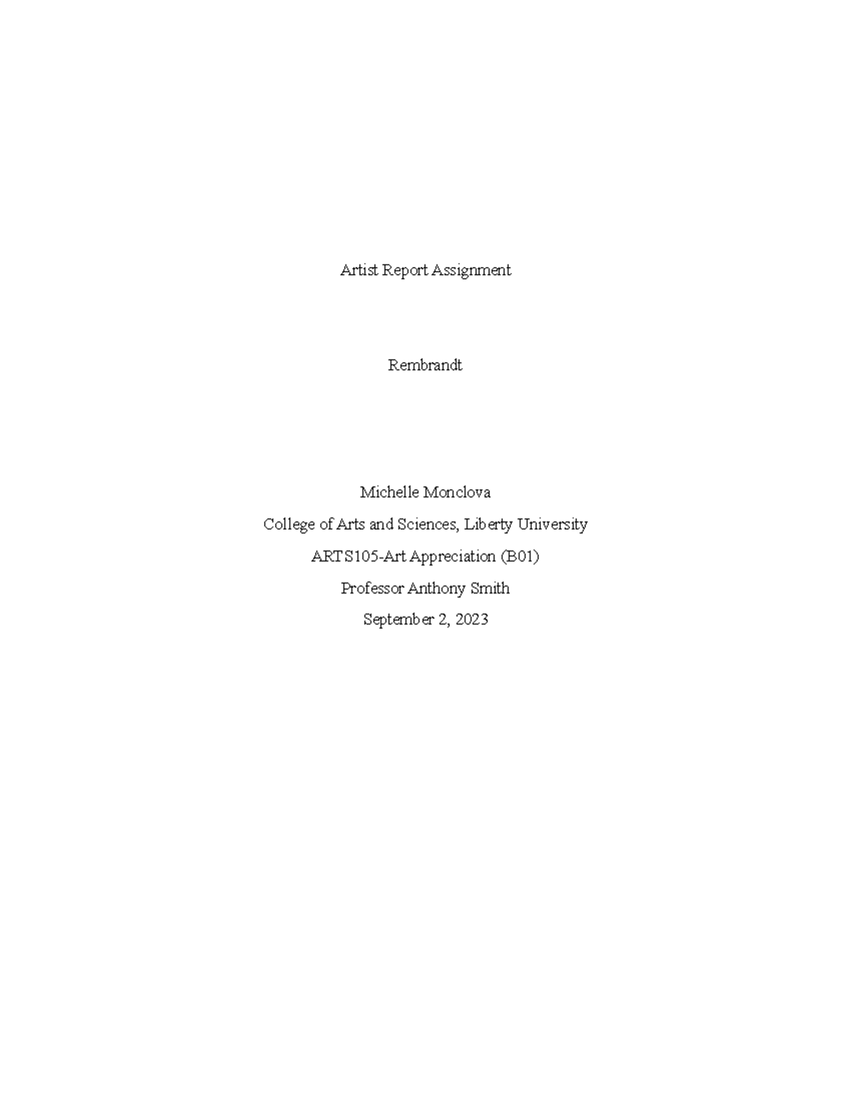 Rembrandtartistreportassignment - Artist Report Assignment Rembrandt ...
