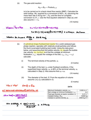 Advanced Reaction Engineering - Tutorial 4 - Ab 3g m 3 Obs O 011g s Im ...