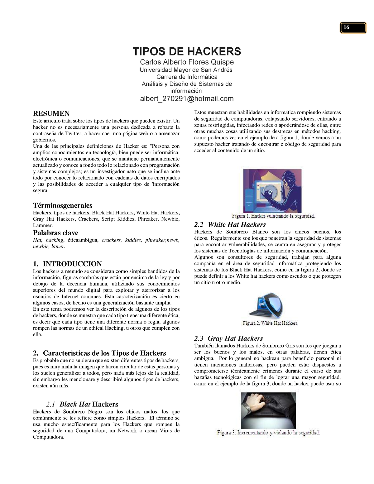 06. Tipos De Hackers (Articulo) Autor Carlos Alberto Flores Quispe - 16 ...