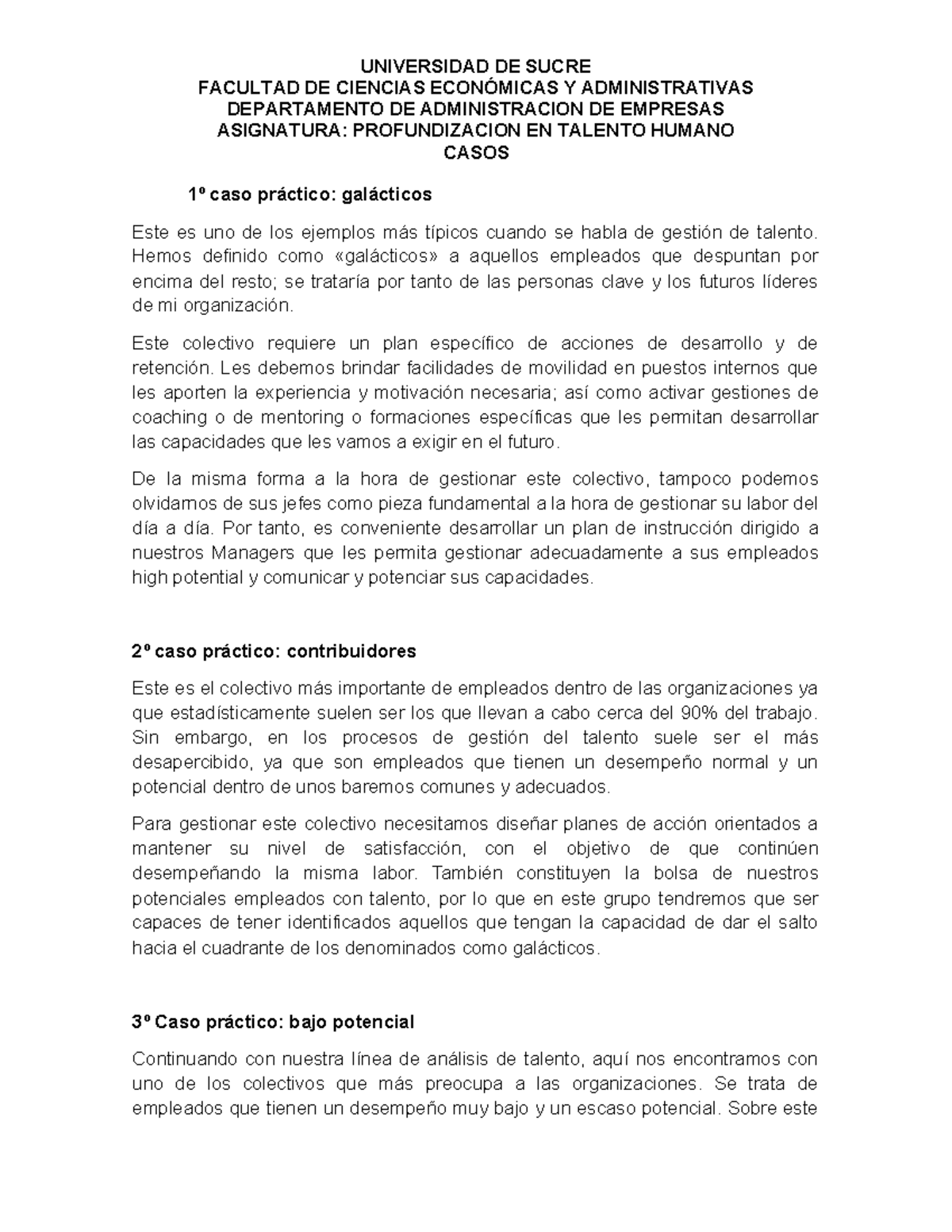 1º caso práctico - UNIVERSIDAD DE SUCRE FACULTAD DE CIENCIAS ECONÓMICAS ...