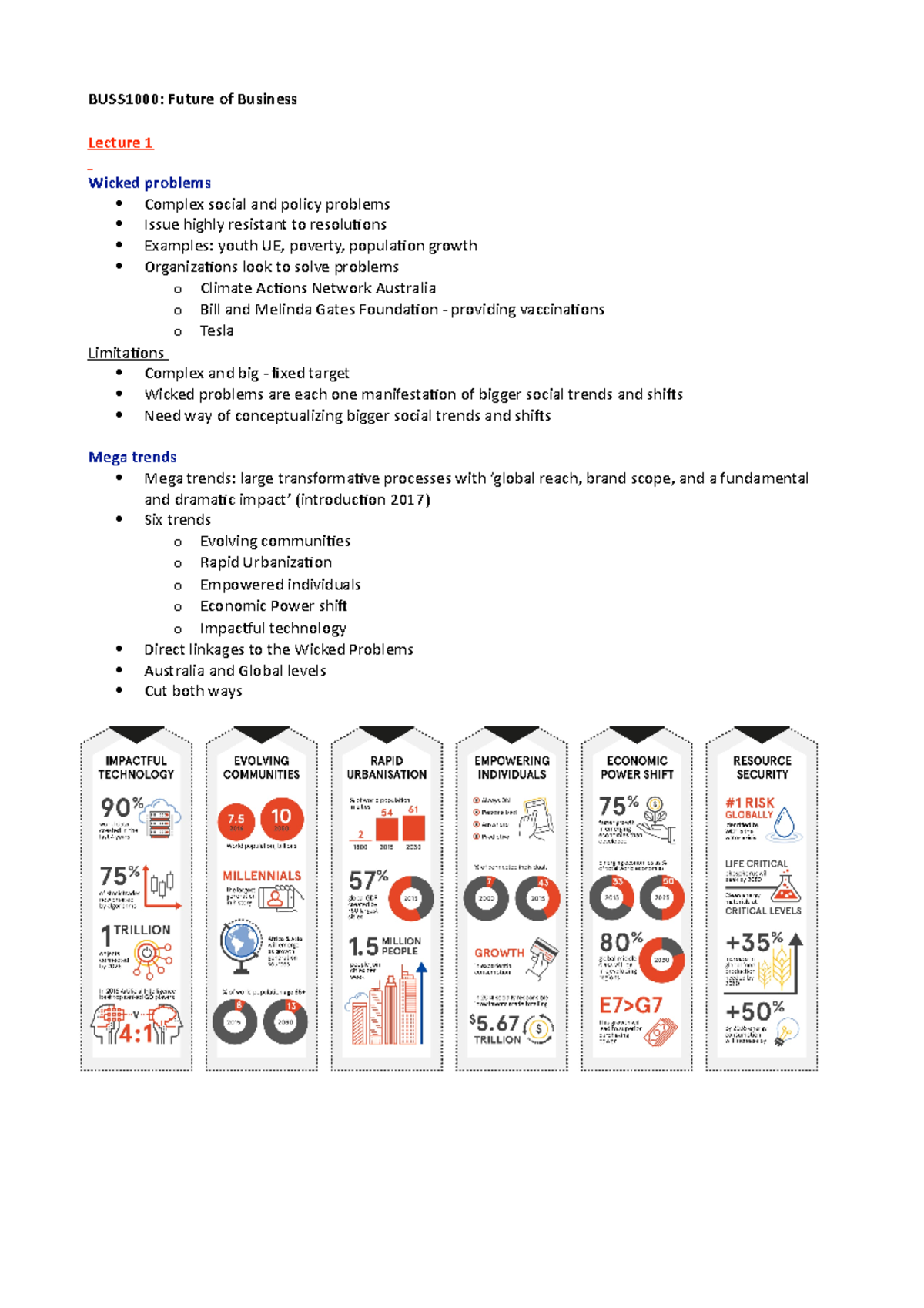 BUSS1000 Lecture Notes - BUSS1000: Future of Business Lecture 1 Wicked ...