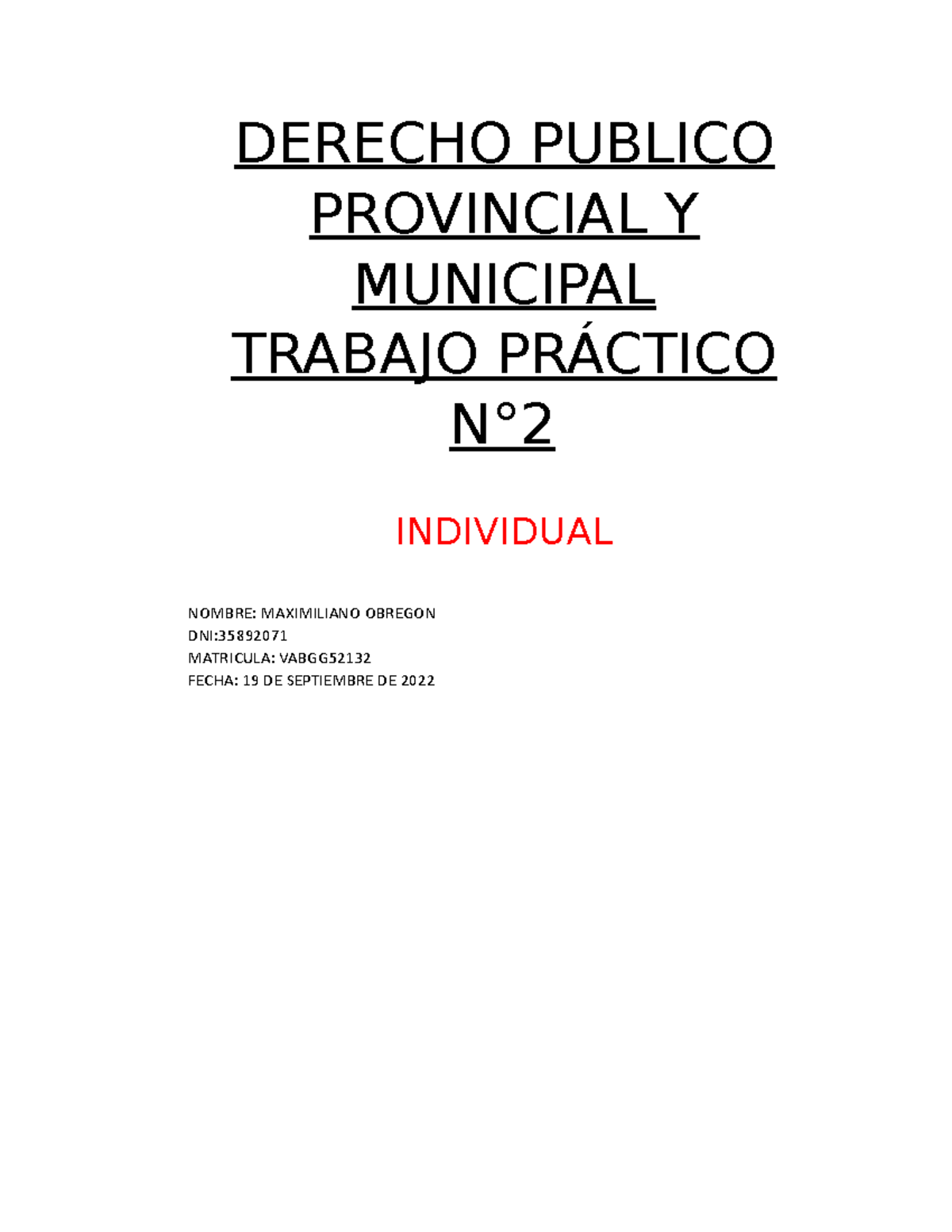 TP2 Derecho Publico Provincial Y Municipal - DERECHO PUBLICO PROVINCIAL ...