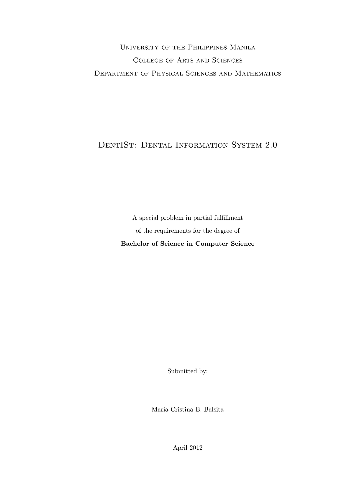 Dental Information System 2.0 (Dent ISt) by Cristina Balsita SP Docs II ...