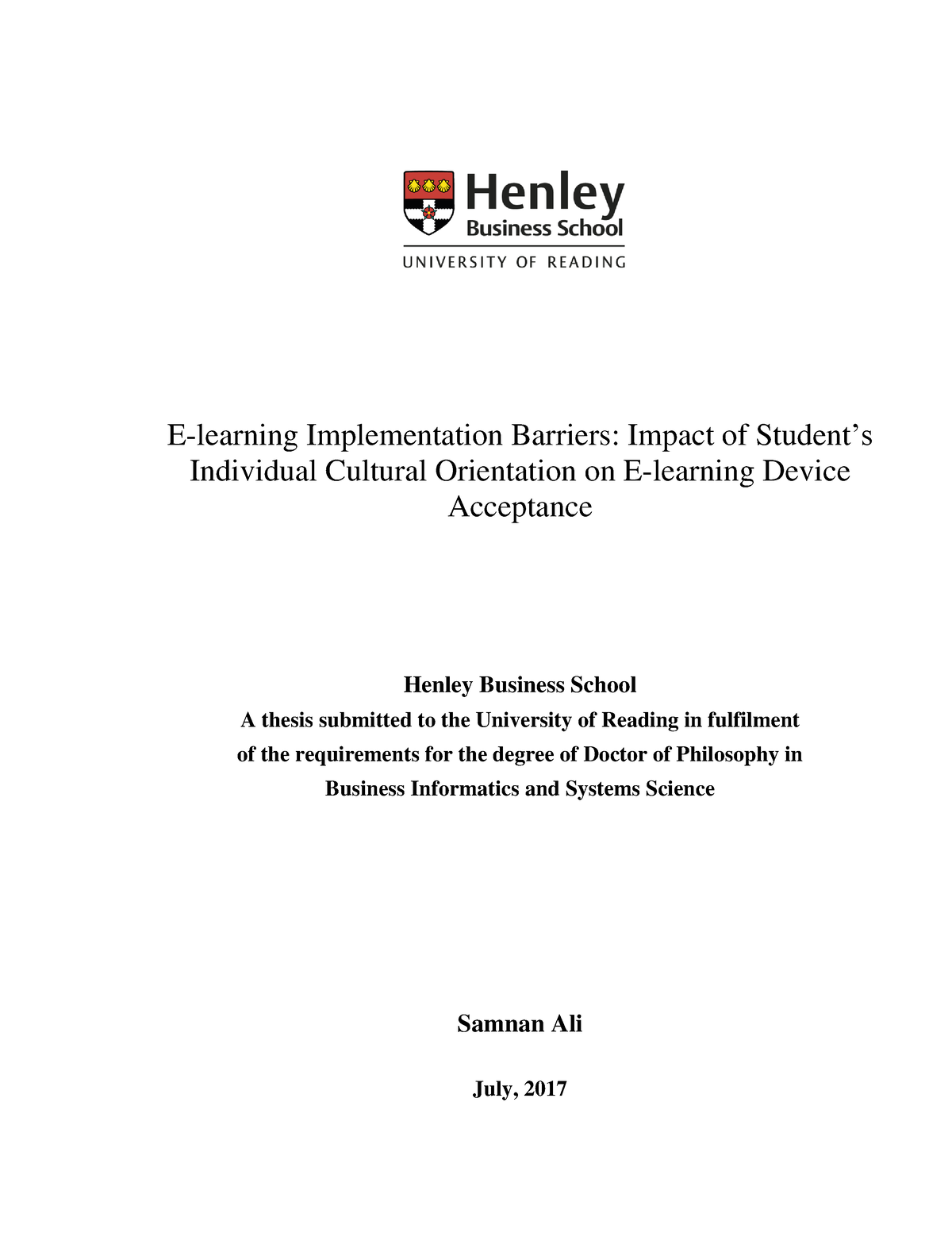 e learning bachelor thesis