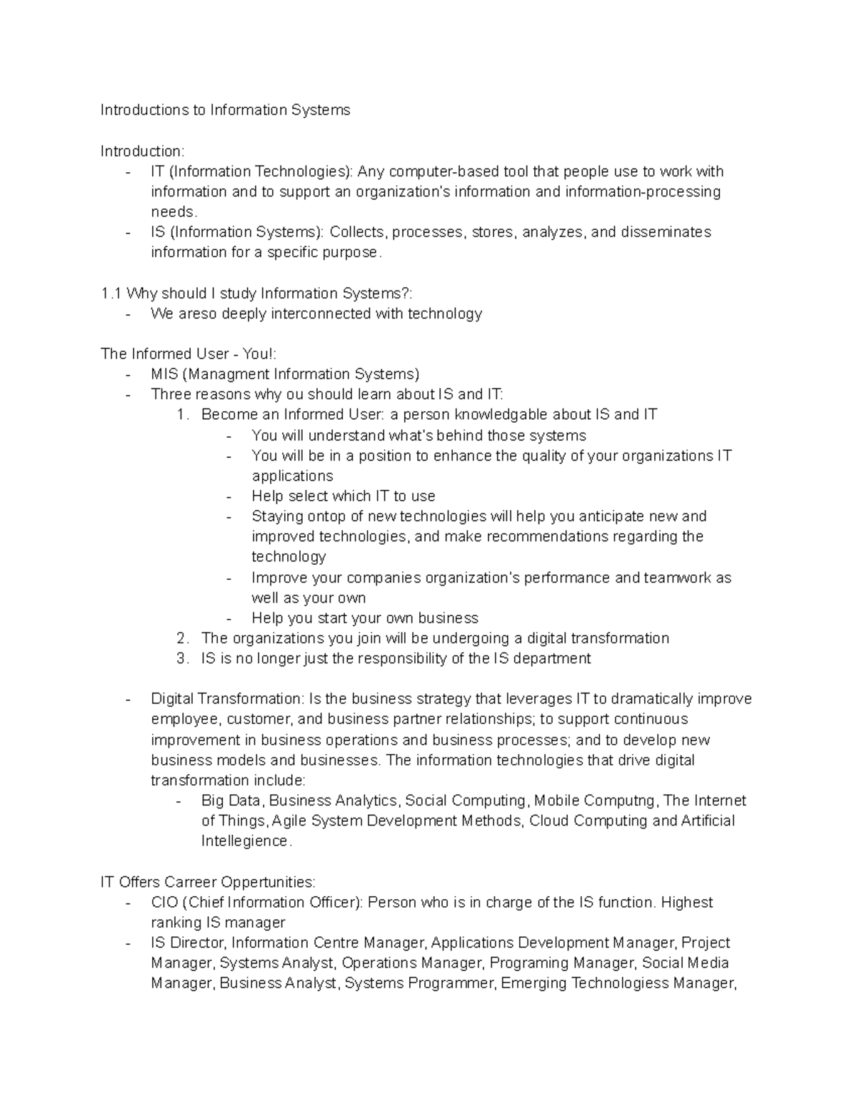 Business Information Systems - Chapter 1 - Introductions to Information ...