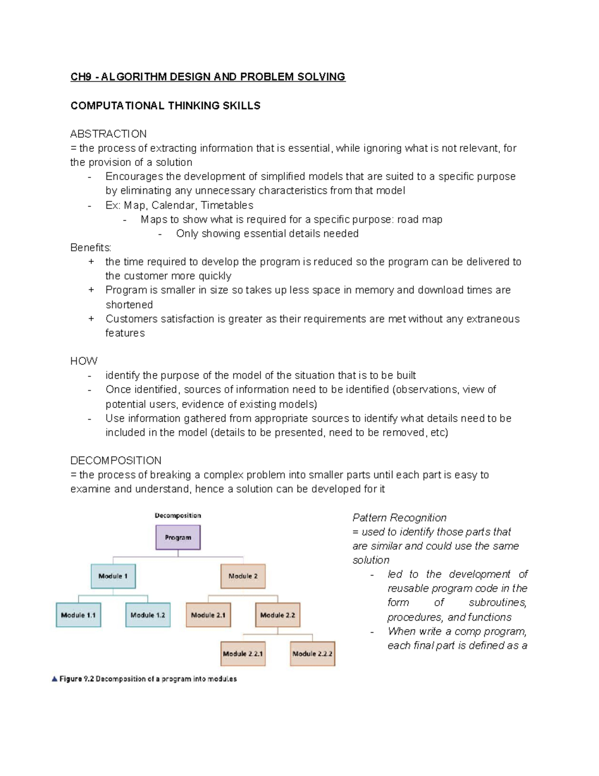 Computer Science - CH9 - ALGORITHM DESIGN AND PROBLEM SOLVING ...